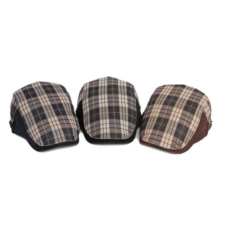 Plaid Corduroy Cotton Duckbill Visor Beret Hat