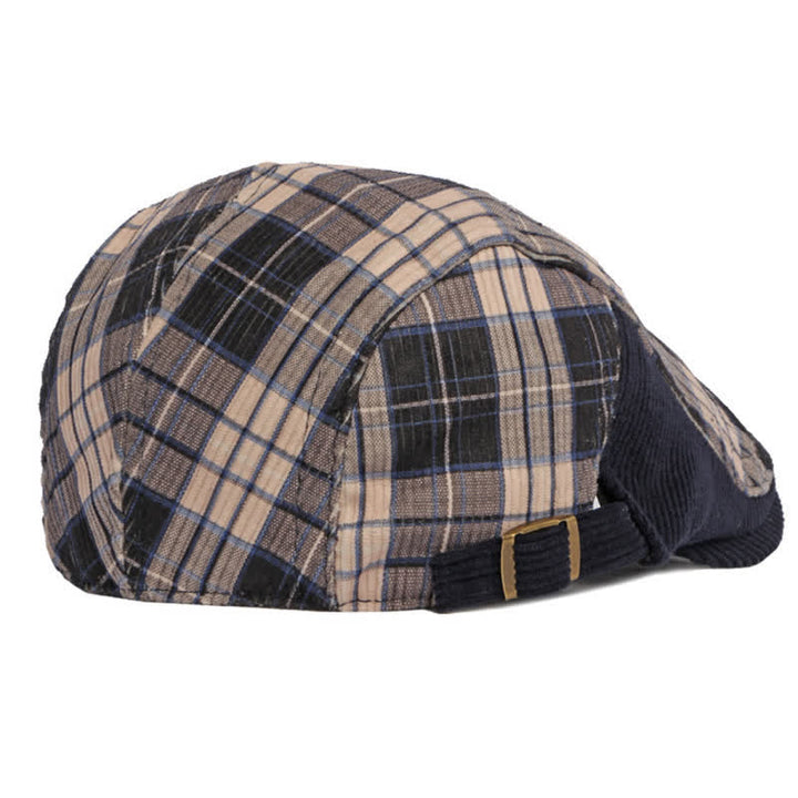 Plaid Corduroy Cotton Duckbill Visor Beret Hat