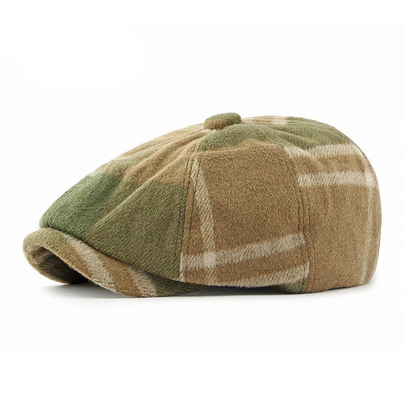 Painter Octagonal Checked Newsboy Beret Hat