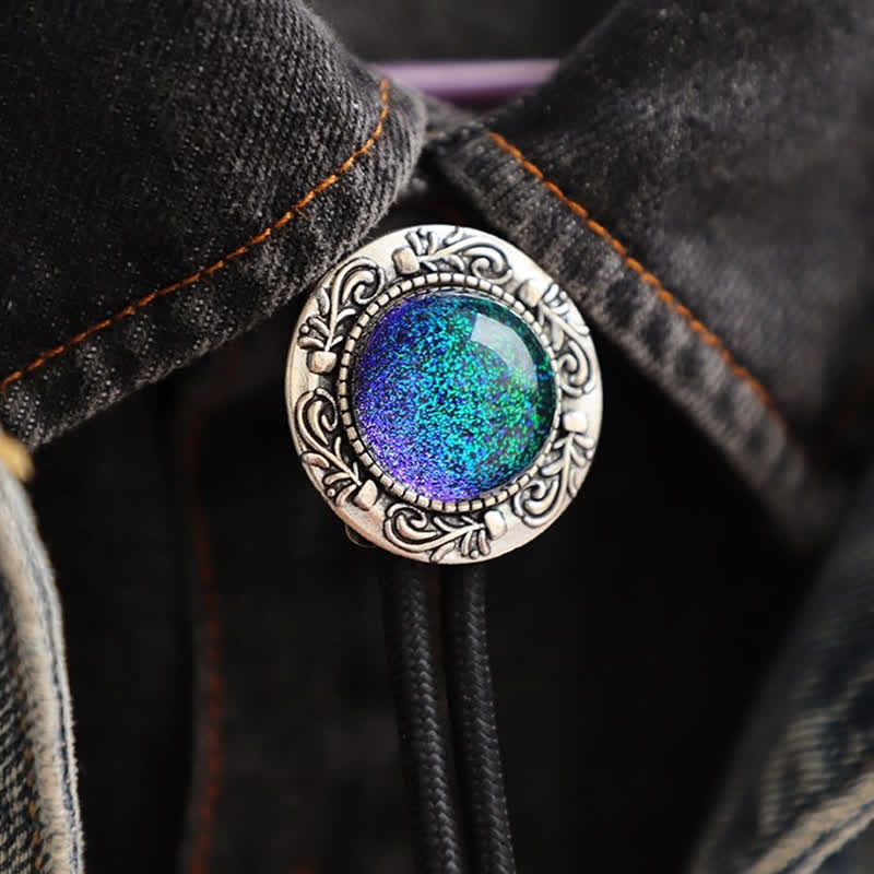 Mermaid Tears Retro Blue-Green Pendant Bolo Tie