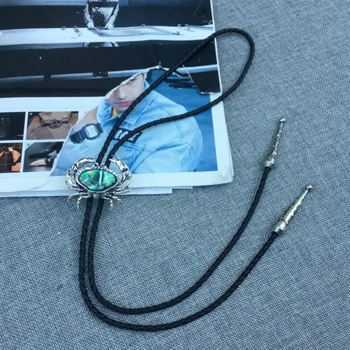 Crab Abalone Shell Removable Pendant Bolo Tie