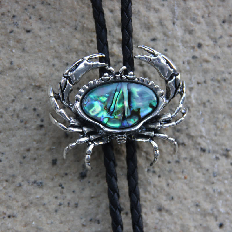 Crab Abalone Shell Removable Pendant Bolo Tie