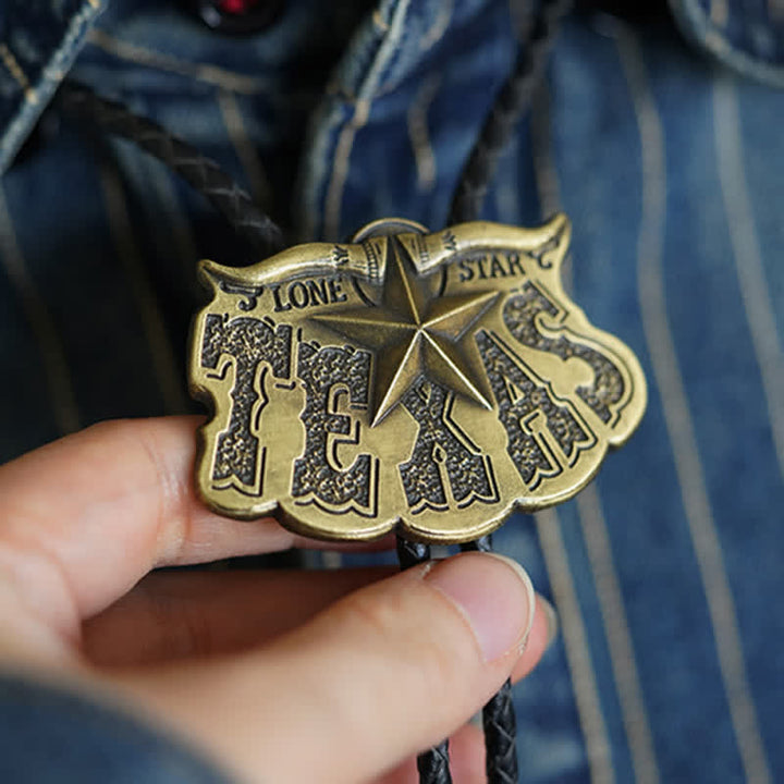 Texas Lone Star Longhorn Pendant Bolo Tie