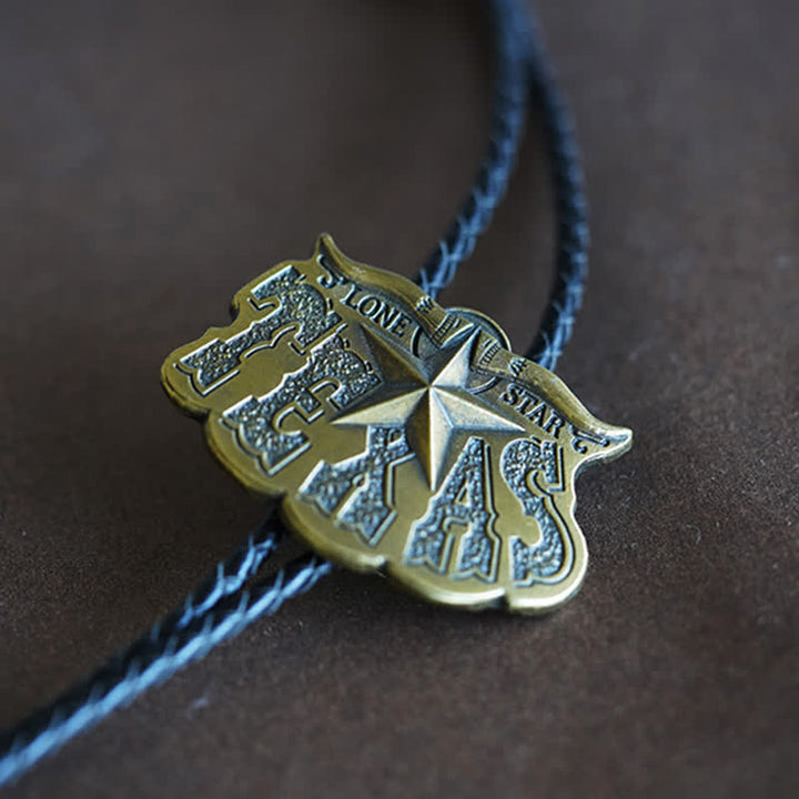 Texas Lone Star Longhorn Pendant Bolo Tie