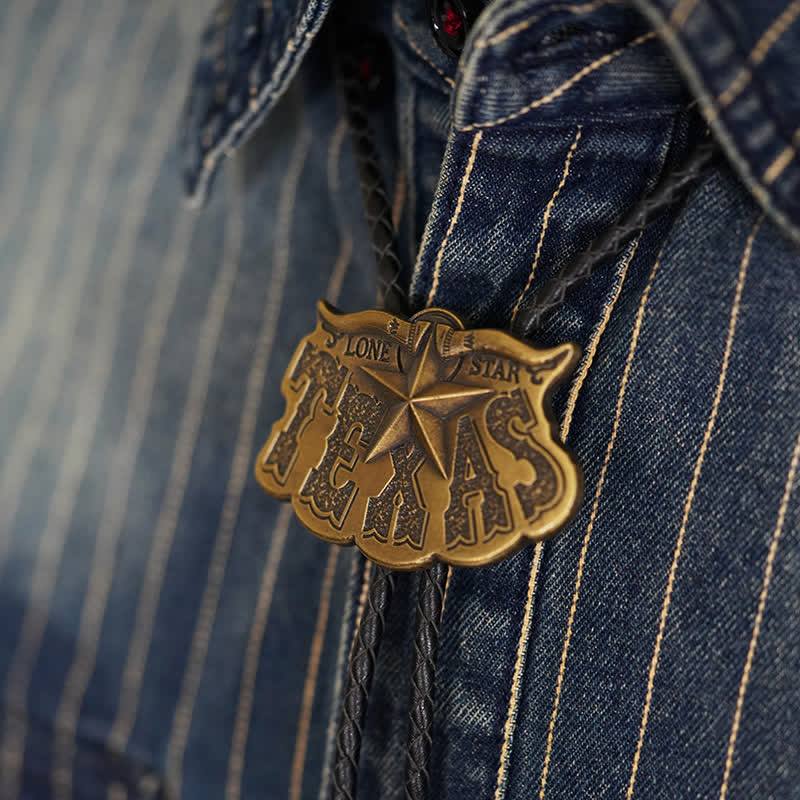 Texas Lone Star Longhorn Pendant Bolo Tie