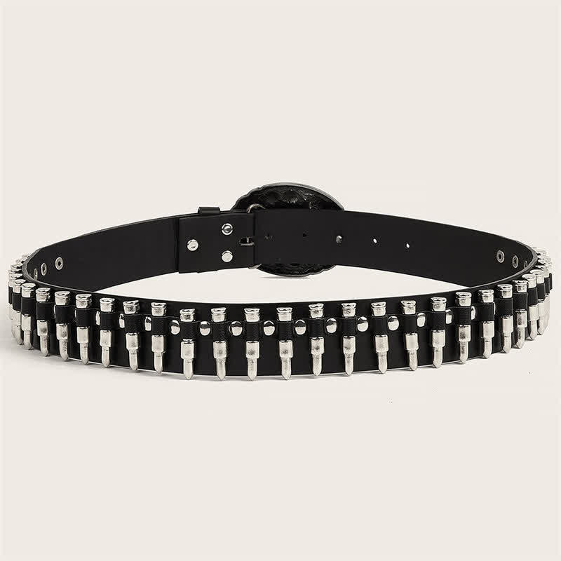 3d Gun Printed Pattern Buckle Bullets Rivets Leather Belt