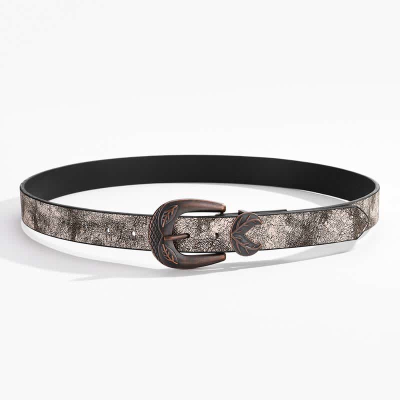 Vintage Versatile Slim Leaves Buckle Leather Belt