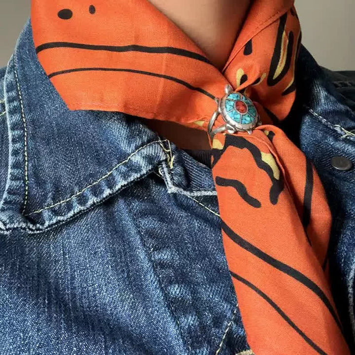 Orange & Black Cowboy Fishing Square Scarf