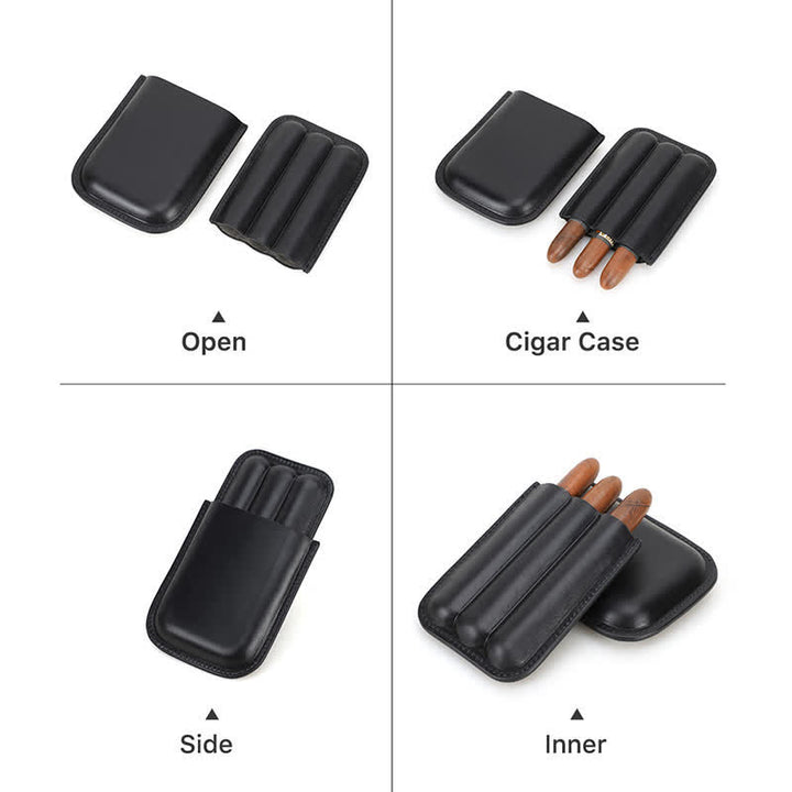 Brown Portable Cigar Humidor Leather Cigar Case (for Three Cigars)  - image 15
