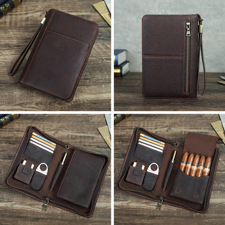 Travel Large Capacity Zipper Leather Cigar Case (For Five Cigars) - image 6