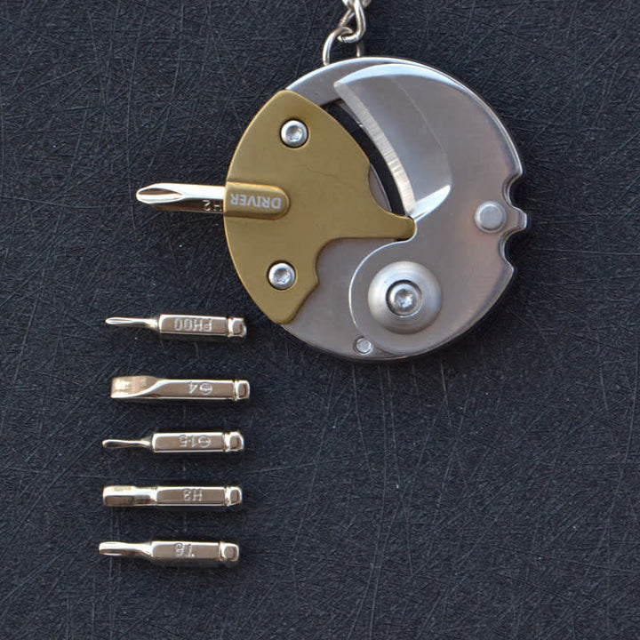 8 In 1 Multi-purpose Knife Scewdriver EDC Tool Keychain - Gold - image 9