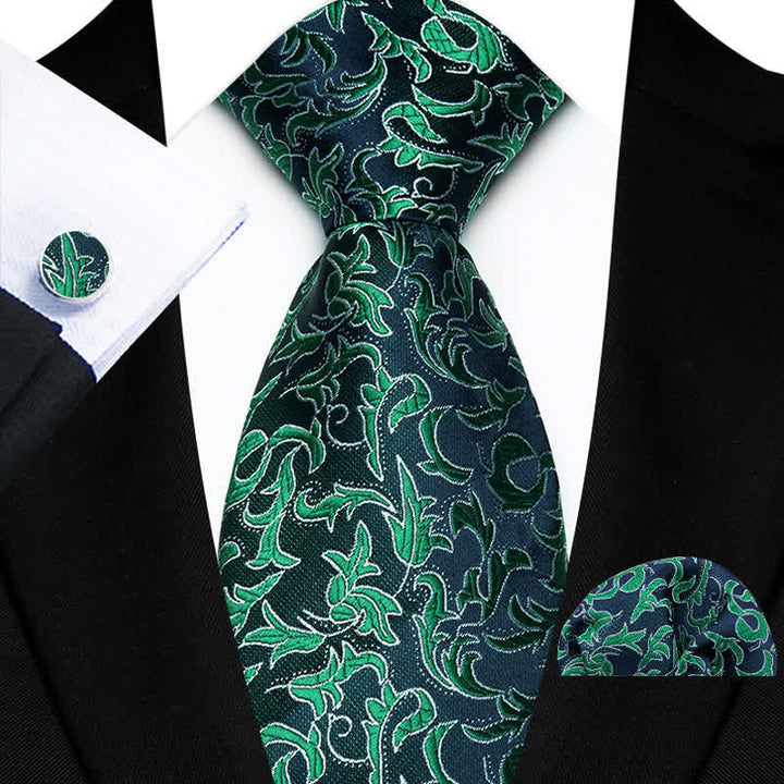 3Pcs Men's Novelty Leaves Wedding Necktie Set