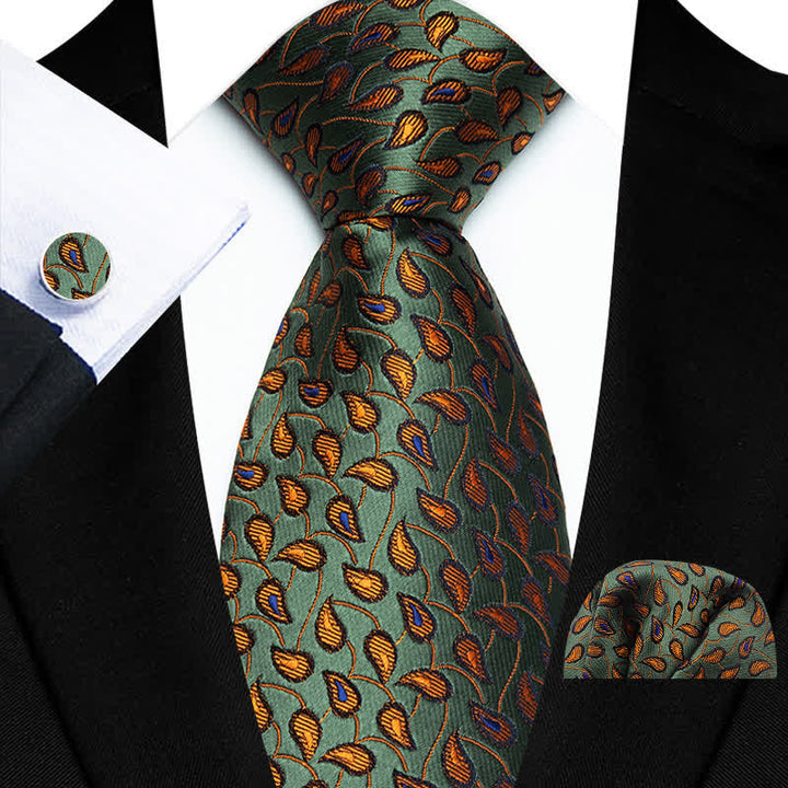 3Pcs Men's Subtle Paisley Pattern Necktie Set