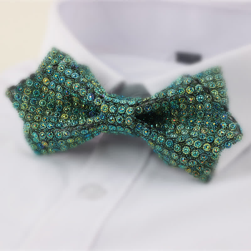 Men's Round Shape Double Layered Pointed Rhinestone Bow Tie