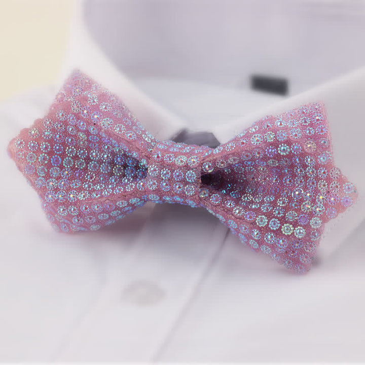 Men's Round Shape Double Layered Pointed Rhinestone Bow Tie