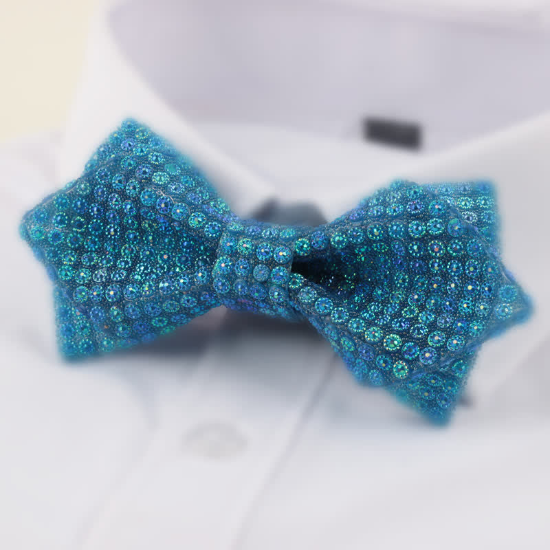 Men's Round Shape Double Layered Pointed Rhinestone Bow Tie