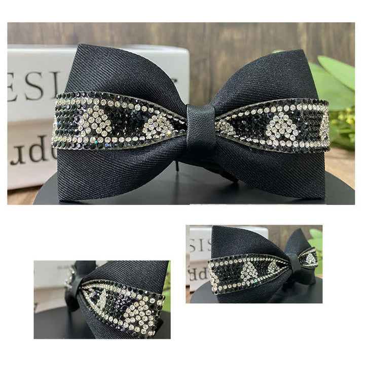 Men's Black Base Sparkling Stones Rhinestone Bow Tie