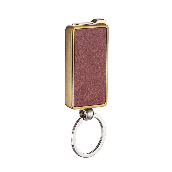 Portable Keychain Leather Body Refillable Butane Lighter