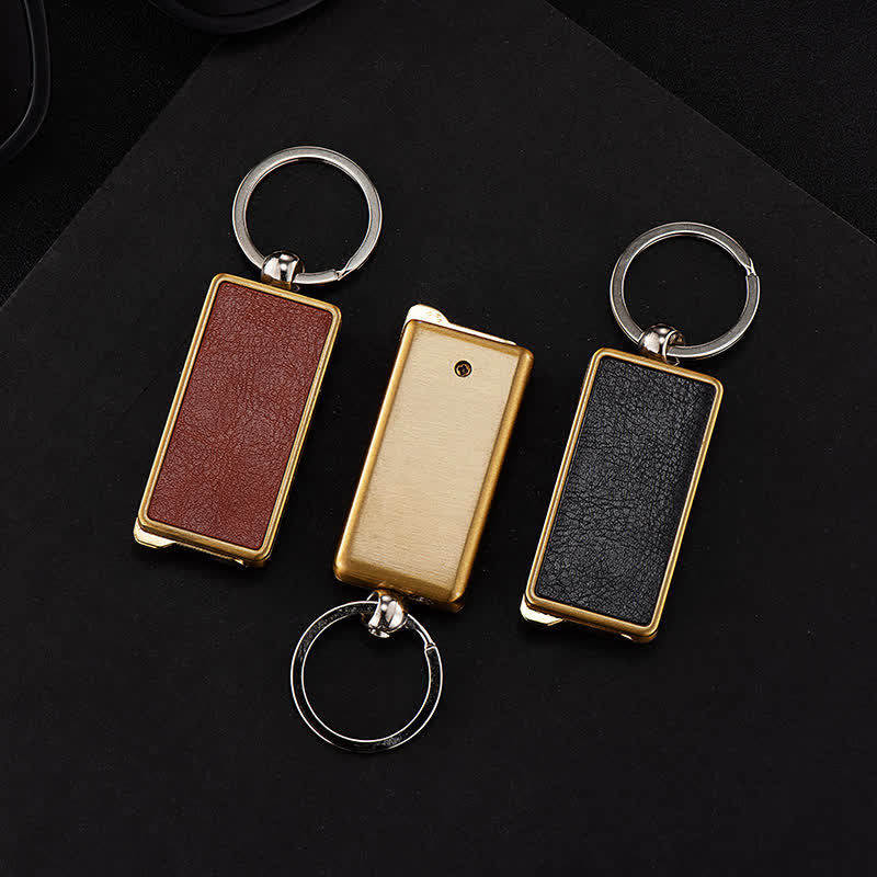 Portable Keychain Leather Body Refillable Butane Lighter