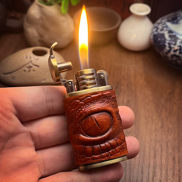 Dragon Eye Leather Sewing Refillable Butane Lighter