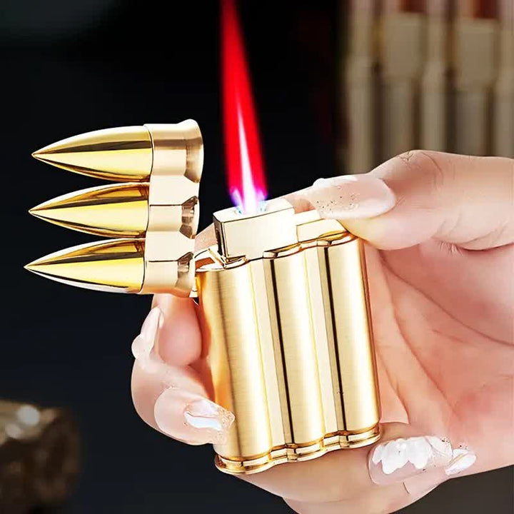 Three Bullets Metal Body Refillable Butane Lighter