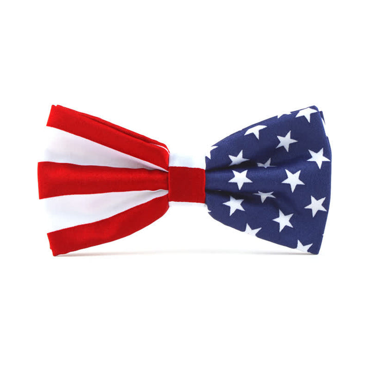 3Pcs Men's American Flag Printed Bow Tie Hankerchief Necktie Set