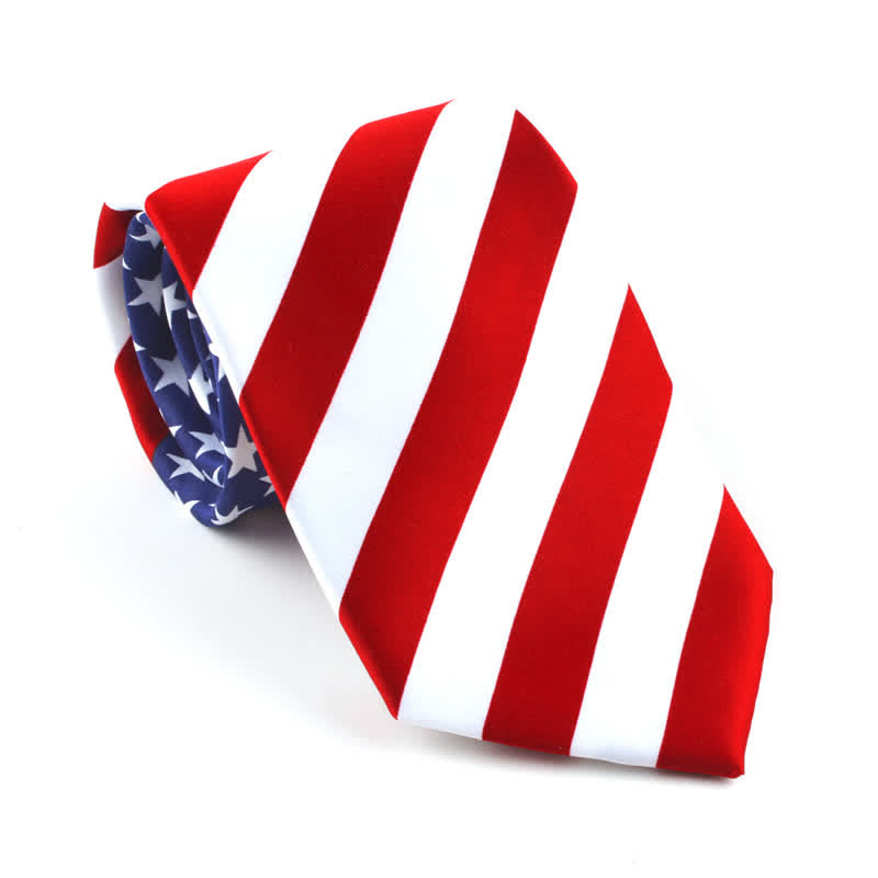 3Pcs Men's American Flag Printed Bow Tie Hankerchief Necktie Set