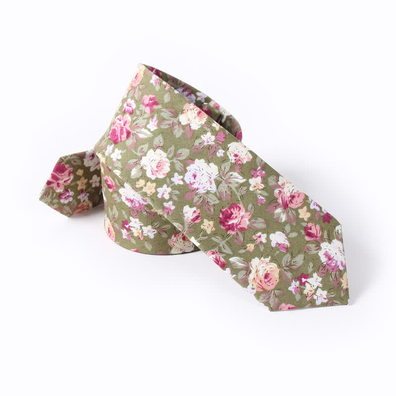 Men's Cute Fresh Flower Pattern Cotton Necktie