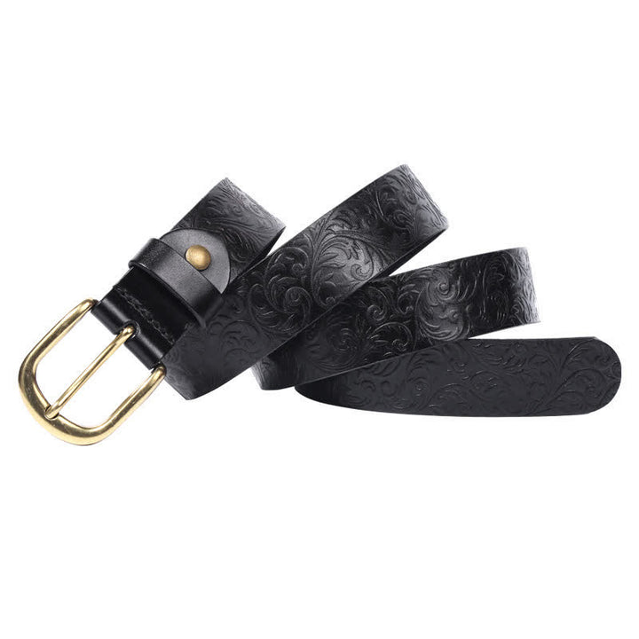 Classical Beautifully Floral Embossed Leather Belt