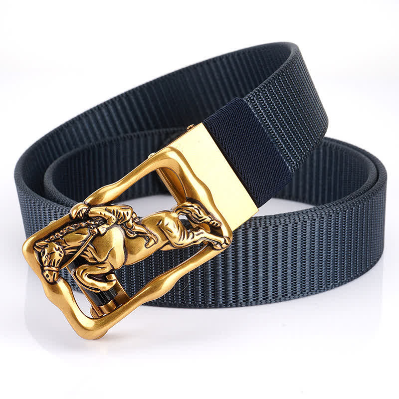 Men's Horse Riding Hollow Automatic Buckle Nylon Belt