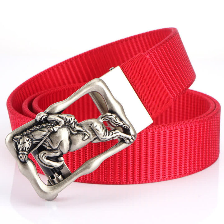 Men's Horse Riding Hollow Automatic Buckle Nylon Belt