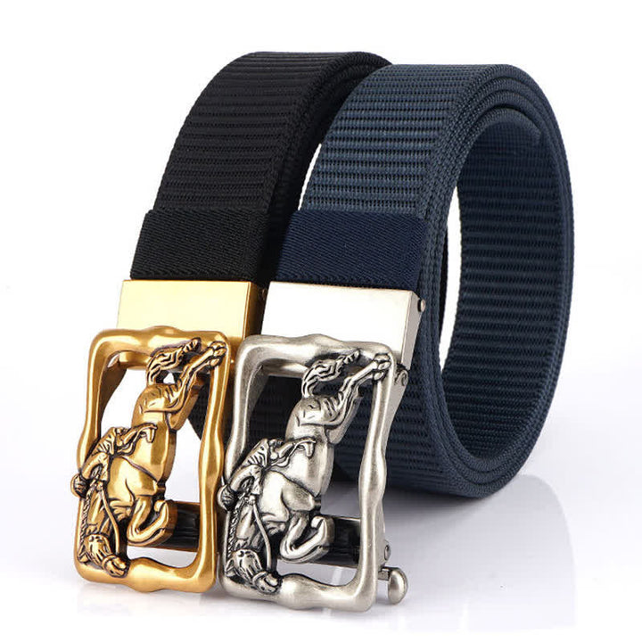 Men's Horse Riding Hollow Automatic Buckle Nylon Belt