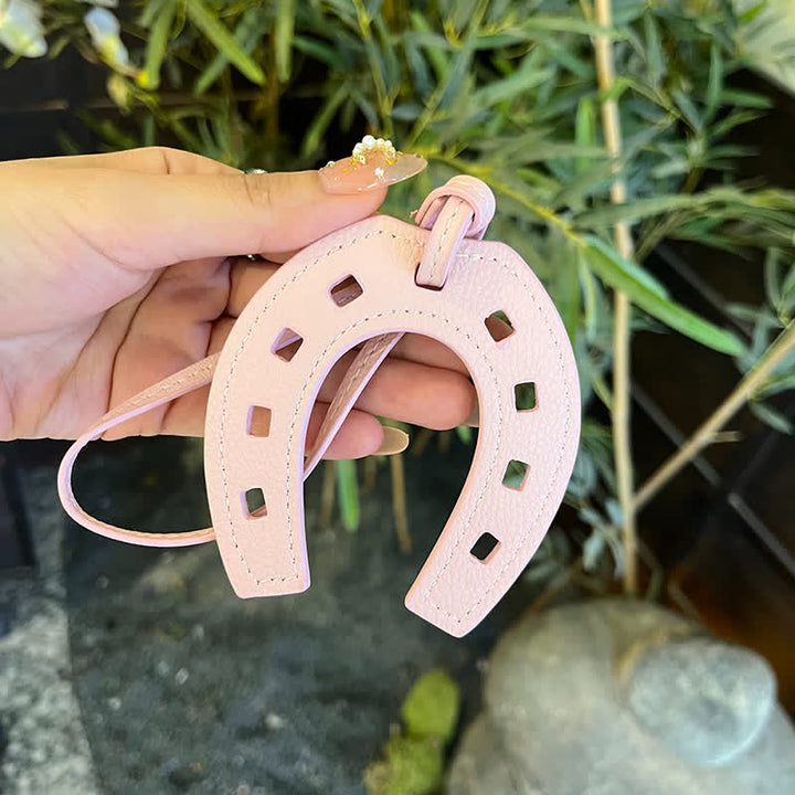 Hangings Simple Horseshoe Pendant Leather Keychain