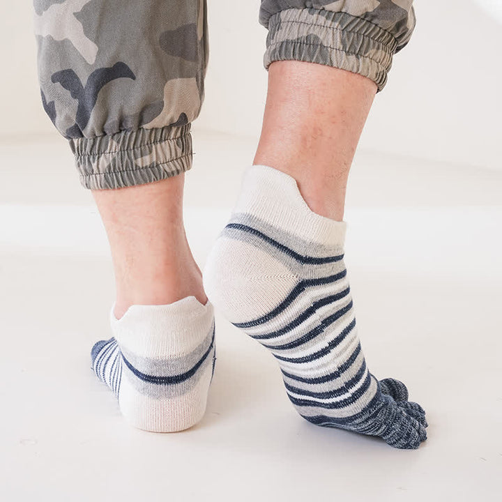 Men's Ankle Five Finger Toe Sport Casual Striped Socks