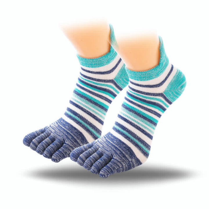 Men's Ankle Five Finger Toe Sport Casual Striped Socks