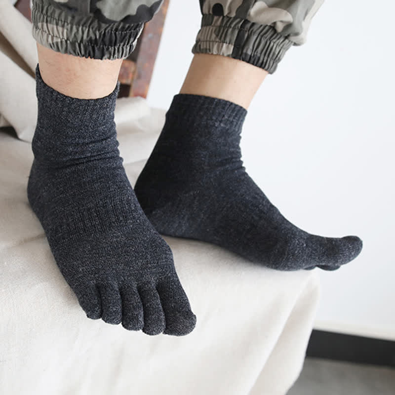 Men's Retro Style Five Fingers Ankle Cotton Socks