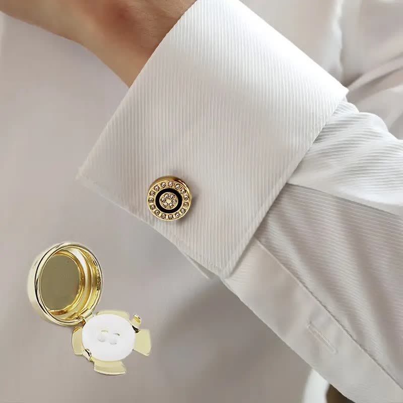 Men's 1 Pair Novelty Snap-On Elegant Button Covers Set Cufflinks