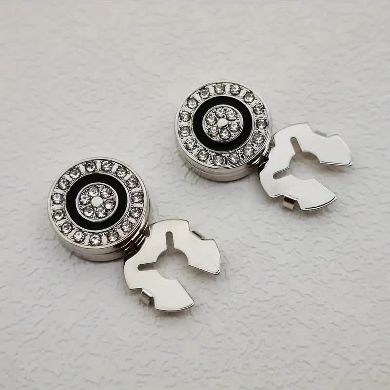Men's 1 Pair Novelty Snap-On Elegant Button Covers Set Cufflinks - Silver - image 7