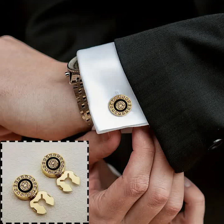 Men's 1 Pair Novelty Snap-On Elegant Button Covers Set Cufflinks