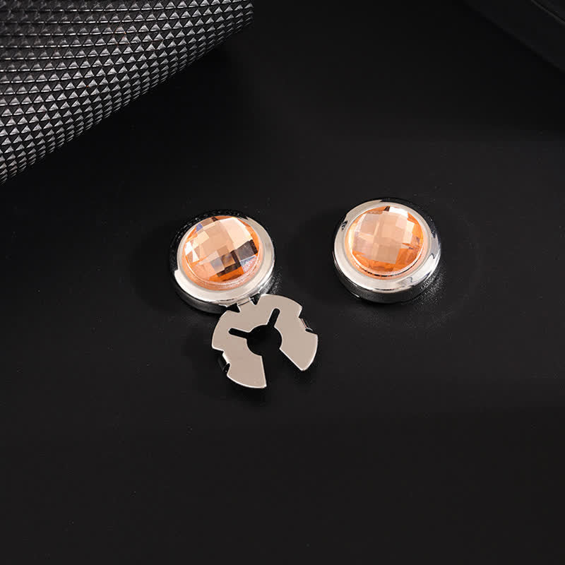 Men's 1 Pair Snap-On Shiny Crystal Button Covers Set Cufflinks - Champagne & Silver - image 11