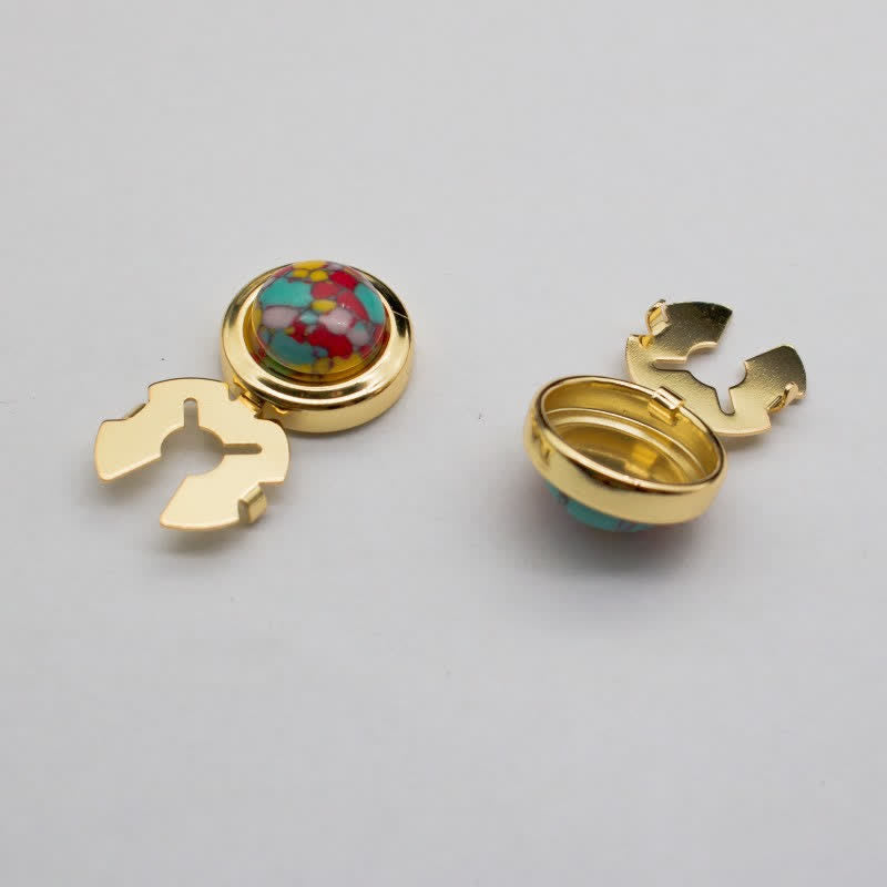 Men's 1 Pair Snap-On Baroque Resin Button Covers Set Cufflinks