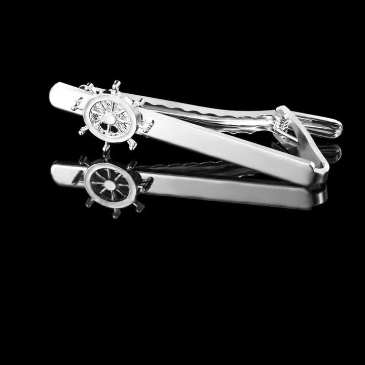 2Pcs Men's Silver Seaman Boat Anchor Tie Clip Cufflinks Set - image 3
