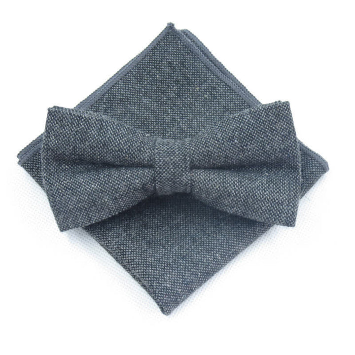 3Pcs Men's Solid Color Imitation Wool Bow Tie Necktie Set