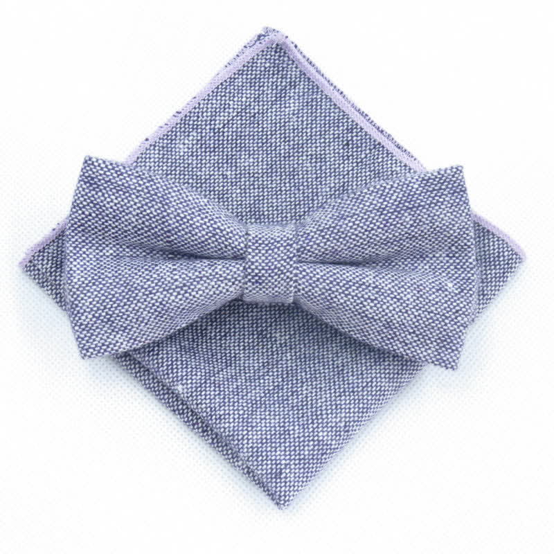 3Pcs Men's Solid Color Imitation Wool Bow Tie Necktie Set