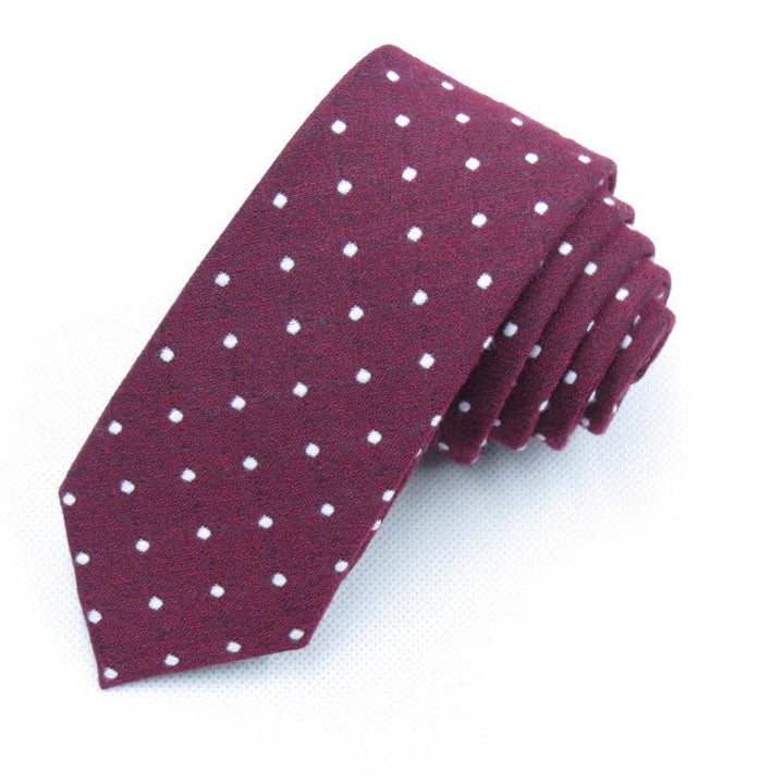 3Pcs Men's Polka Dots Stylish Bow Tie Necktie Set - Burgundy - Necktie - image 7