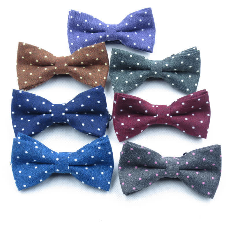 3Pcs Men's Polka Dots Stylish Bow Tie Necktie Set - image 3