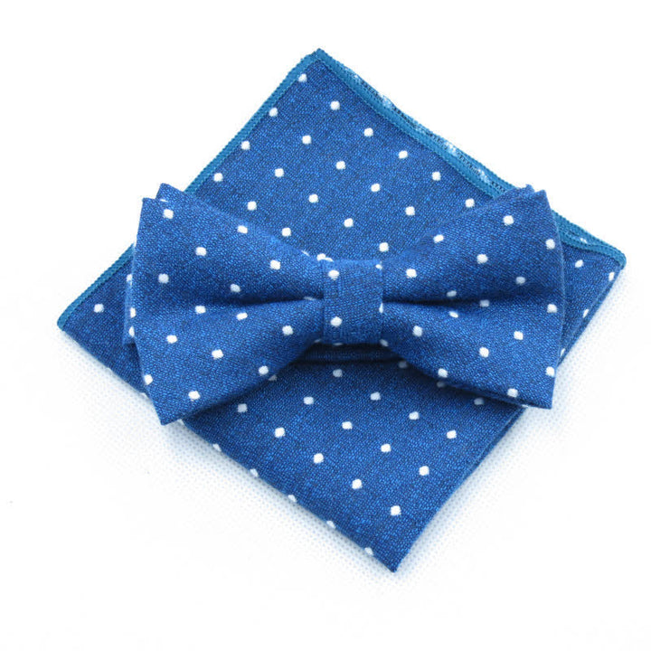 3Pcs Men's Polka Dots Stylish Bow Tie Necktie Set - Blue - Bow Tie + Handkerchief - image 39