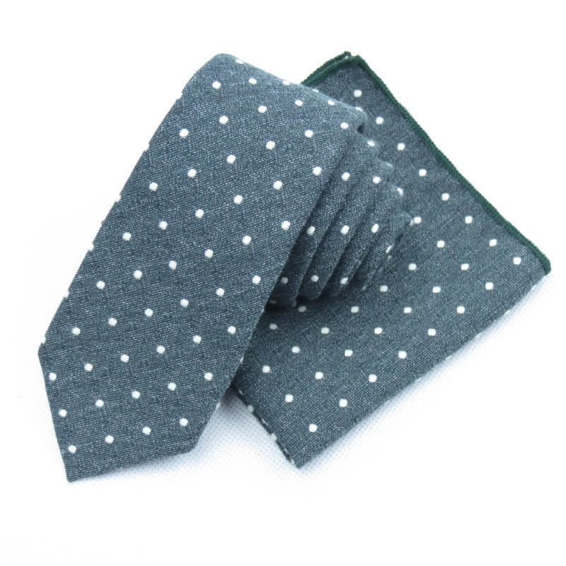 3Pcs Men's Polka Dots Stylish Bow Tie Necktie Set - Dark Green - Necktie + Handkerchief - image 33