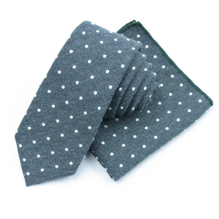 3Pcs Men's Polka Dots Stylish Bow Tie Necktie Set - Dark Green - Necktie + Handkerchief - image 33