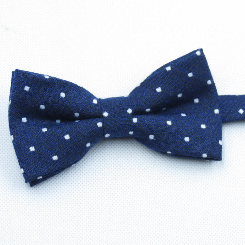 3Pcs Men's Polka Dots Stylish Bow Tie Necktie Set - Navy - Bow Tie - image 15